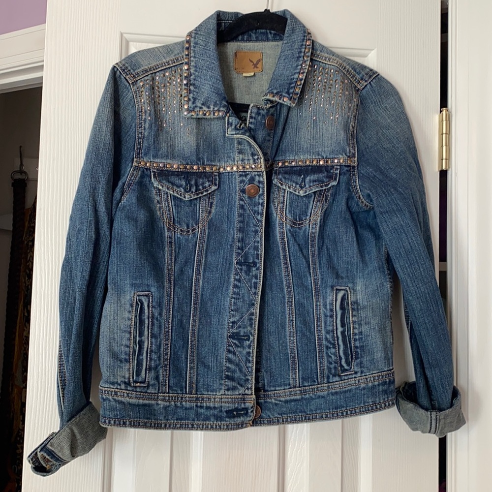 American Eagle denim studded jacket